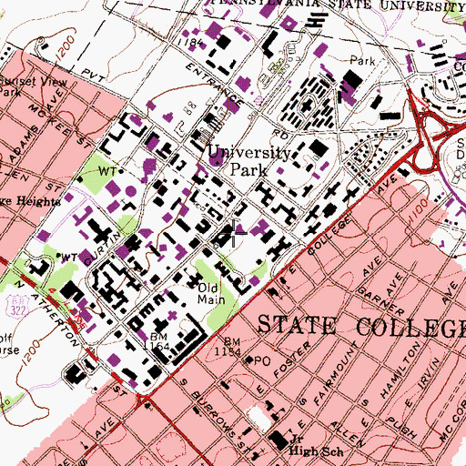Topographic Map of Robeson Cultural Center, PA