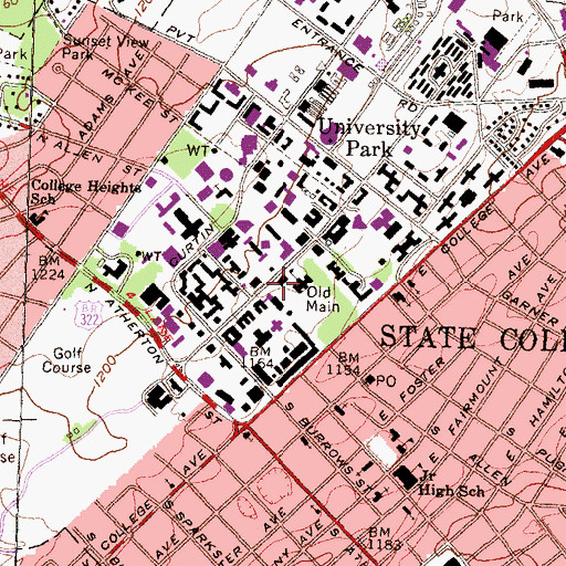 Topographic Map of Schwab Auditorium, PA