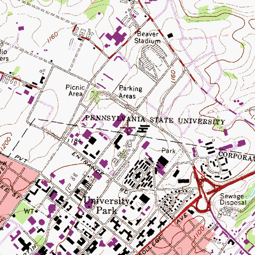 Topographic Map of Shields Building, PA