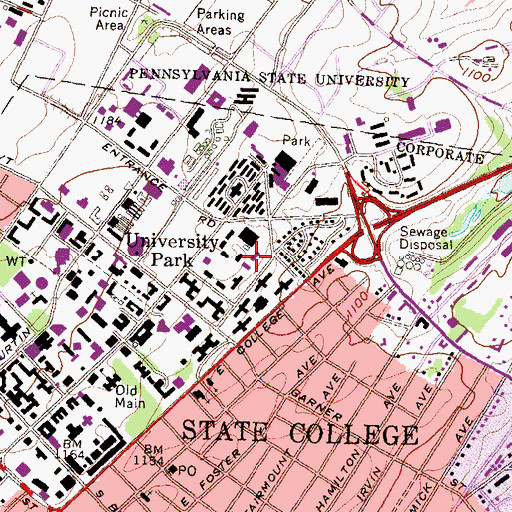 Topographic Map of Shunk Hall, PA
