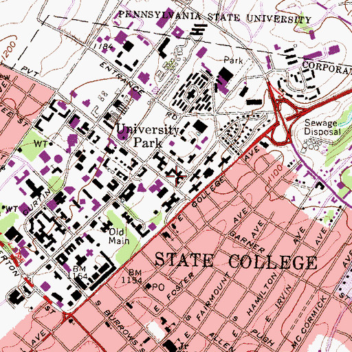 Topographic Map of Simmons Hall, PA
