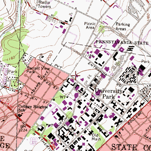 Topographic Map of Smeal Business Building, PA