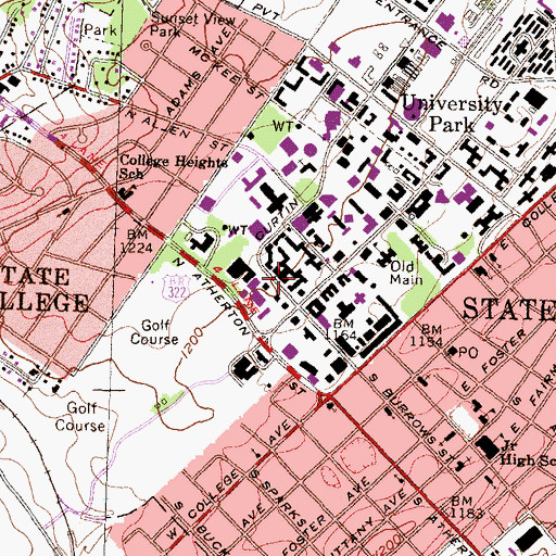 Topographic Map of Waring Commons, PA