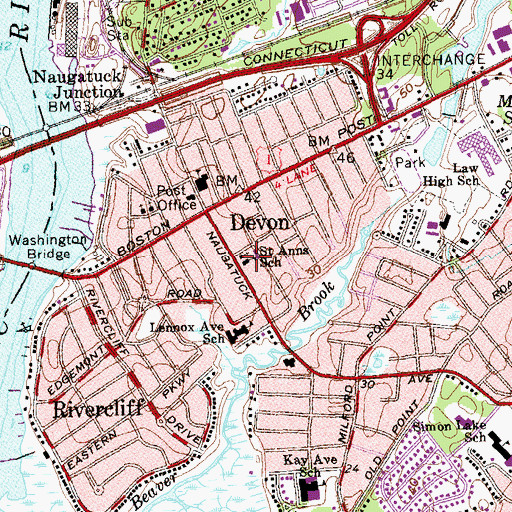 Topographic Map of Saint Anns School, CT