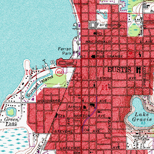 Topographic Map of Eustis Electric Substation 3445 Mary Street, FL