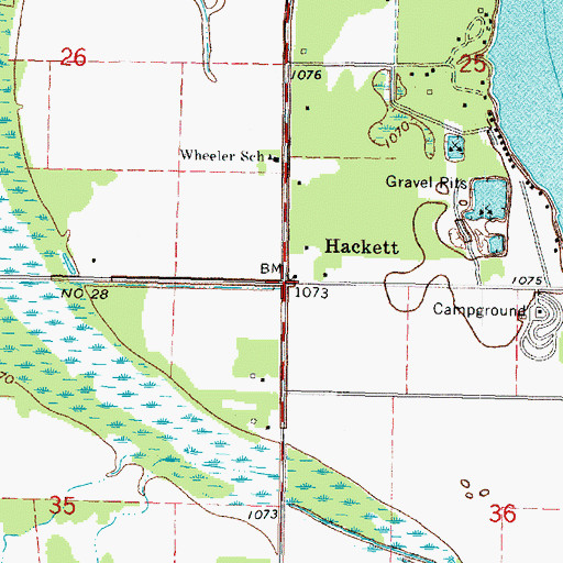Topographic Map of Hackett Station (historical), MN