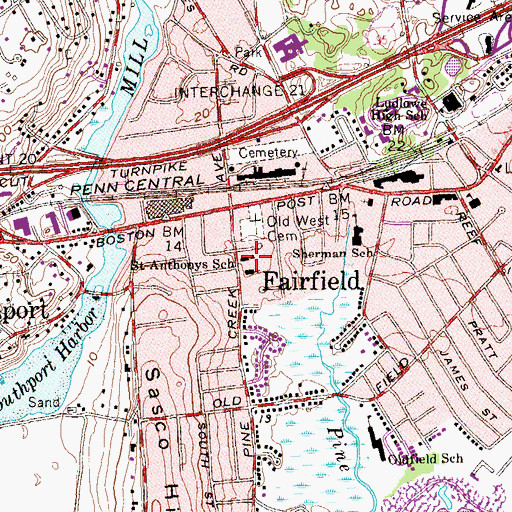 Topographic Map of Saint Anthonys School, CT