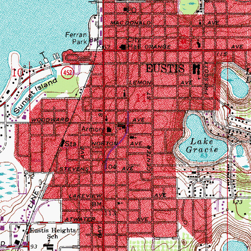 Topographic Map of First United Methodist Church, FL