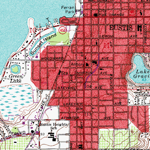 Topographic Map of Eustis Fire Department, FL