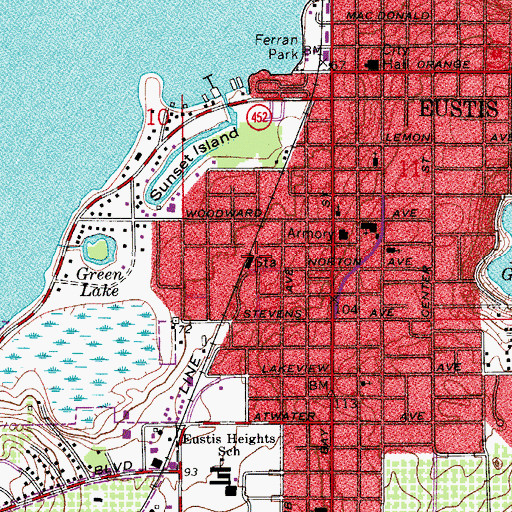 Topographic Map of Poe's Memorial Baptist Church, FL