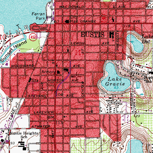 Topographic Map of Saint Mary of the Lakes Catholic Church, FL