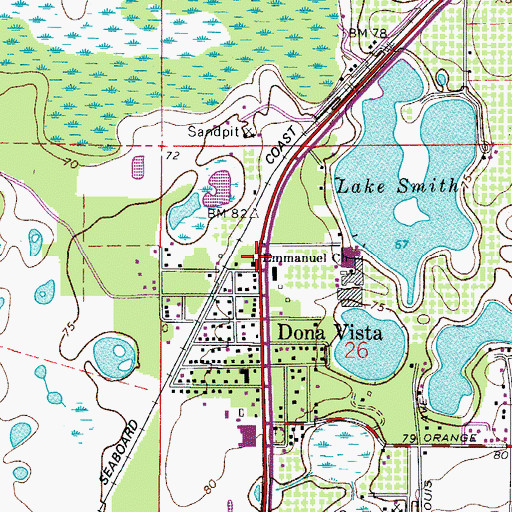 Topographic Map of Dona Vista Church, FL