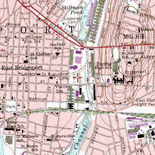 Topographic Map of Saint Augustine Cemetery, CT