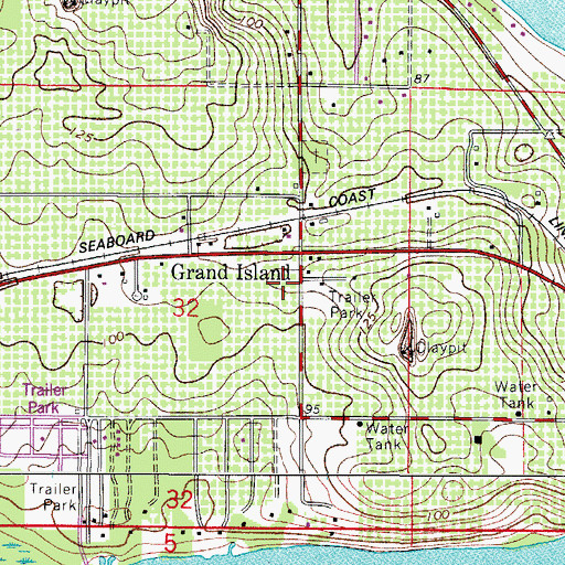 Topographic Map of Grand Island Post Office, FL