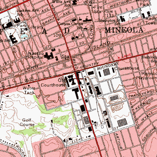 Topographic Map of Nassau County Executive Building, NY