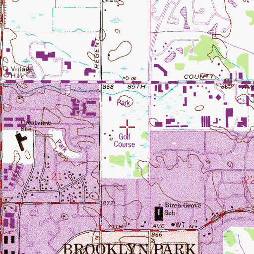 Topographic Map of Central Park, MN