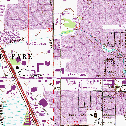 Topographic Map of Park Lawn Park, MN