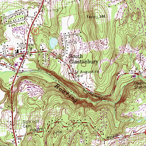 Topographic Map of Saint Augustine Cemetery, CT