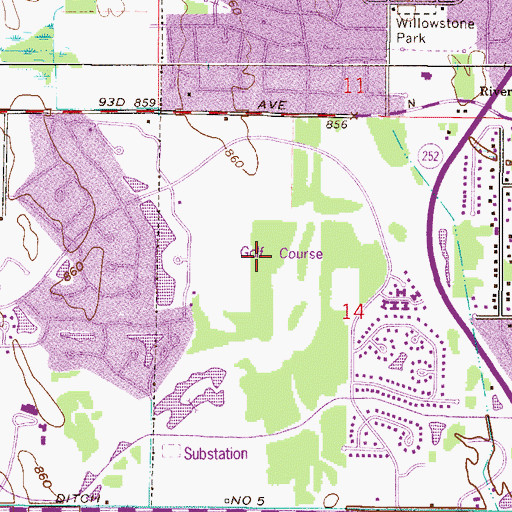 Topographic Map of Edinburgh Golf Course, MN