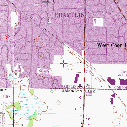 Topographic Map of Brittany Park, MN