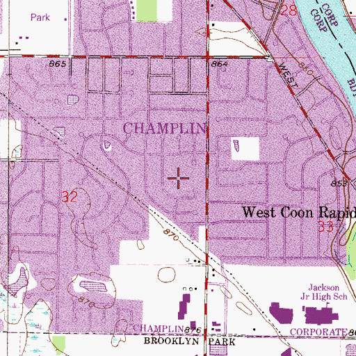 Topographic Map of Evergreen Park, MN