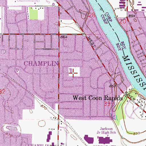 Topographic Map of Pines Park, MN