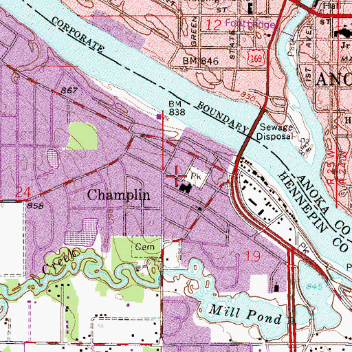 Topographic Map of Reynolds Park, MN