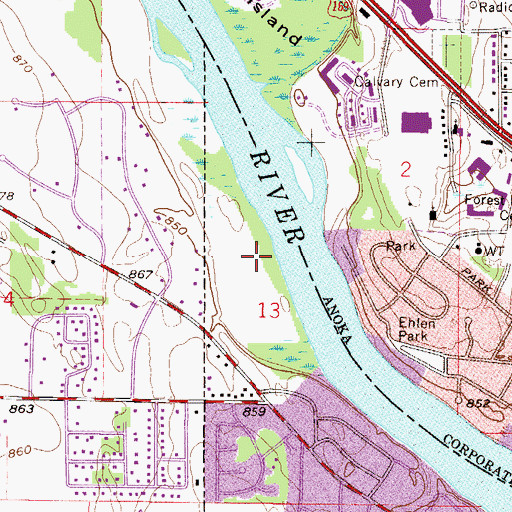 Topographic Map of North River Park, MN