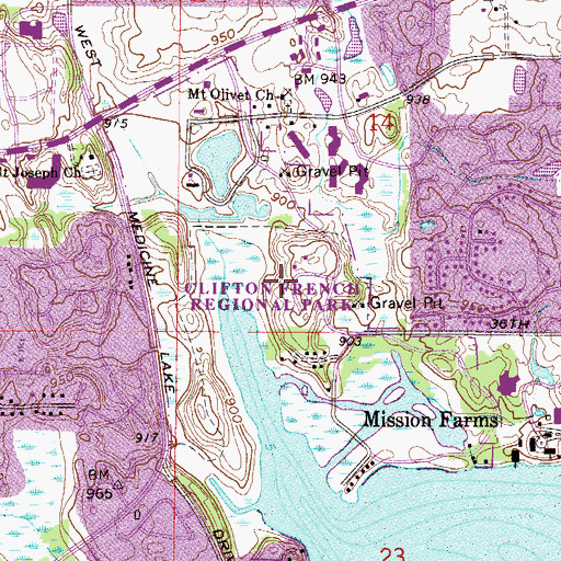 Topographic Map of Clifton French Regional Park, MN