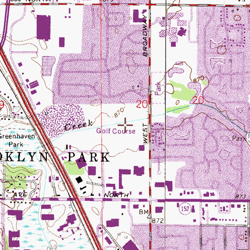 Topographic Map of Brooklyn Park Golf Course, MN