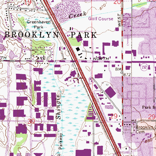 Topographic Map of Shingle Creek Park, MN