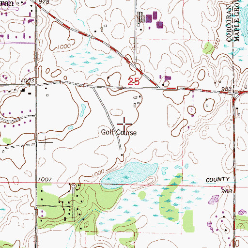 Topographic Map of Shamrock Golf Course, MN