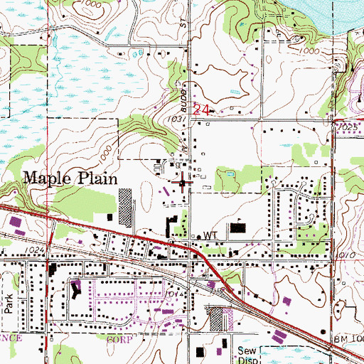 Topographic Map of Maple Plain Community Church, MN