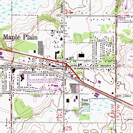 Topographic Map of Maple Plain Library, MN