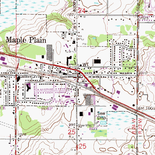 Topographic Map of Maple Plain Post Office, MN
