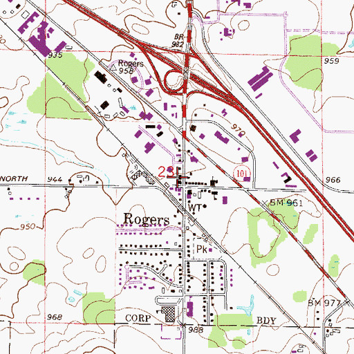Topographic Map of Rogers Police Department, MN