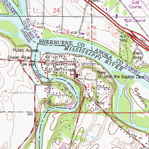 Topographic Map of Saint John the Baptist Catholic Church, MN