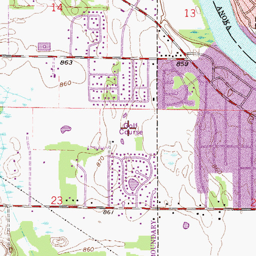 Topographic Map of Hayden Hills Golf Course, MN
