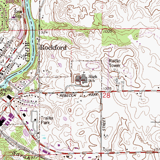 Topographic Map of Rockford High School, MN