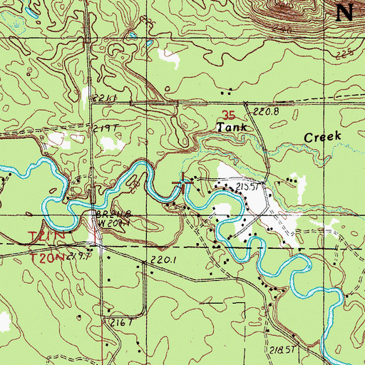 Topographic Map of Tank Creek, MI