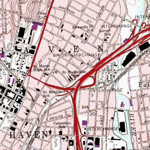 Topographic Map of Saint Boniface School, CT