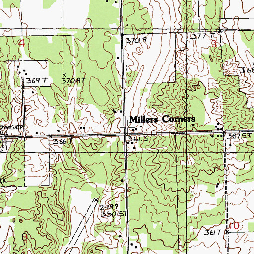 Topographic Map of Millers Corners, MI