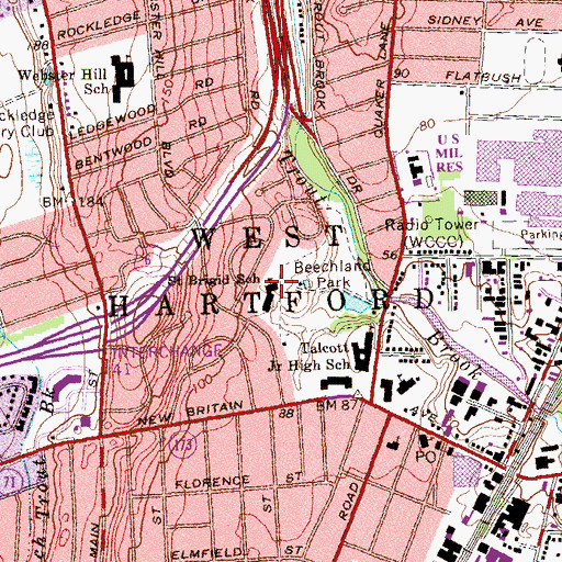 Topographic Map of Saint Brigid School, CT