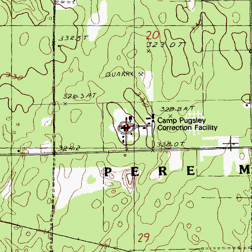 Topographic Map of Camp Pugsley Correction Facility, MI