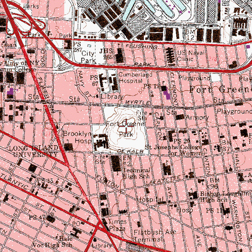 Topographic Map of Fort Greene (historical), NY