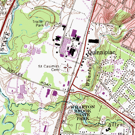 Topographic Map of Saint Casimirs Cemetery, CT