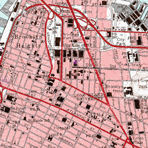 Topographic Map of City of Brooklyn Fire Headquarters (historical), NY