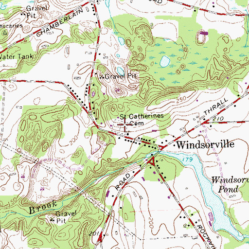 Topographic Map of Windsorville Cemetery, CT