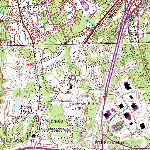 Topographic Map of Saint Catherines Church, CT