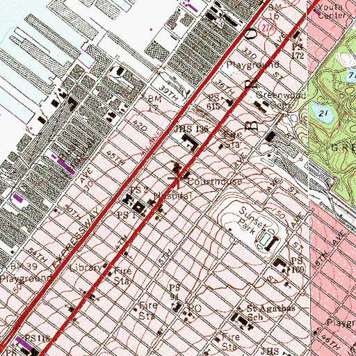 Topographic Map of Eighteenth Police Precinct House (historical), NY
